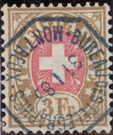 Heimat VD Montreux 1886-01-31 Telegraphen-Stempel Auf Zu#18 Telegrapfen-Marke 3 Fr. - Télégraphe