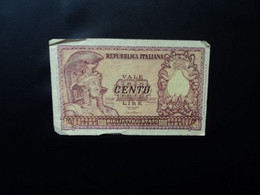 ITALIE : 100 LIRE  31.12.1951    CI 22 BS 56 / P 92a      TB+ - 100 Liras