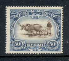 Malaya Kedah 1912-21 Pictorial, Native Plowing, Wmk. Multi Crown Script CA 50c MLH - Kedah