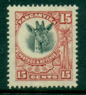Tanganyika 1922-25 Pictorial Giraffe 15c MLH - Tanganyika (...-1932)