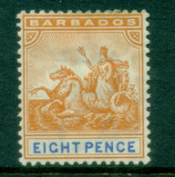 Barbados 1892-1903 Badge Of Colony, Wmk. Crown CA 8d (pencil Marks On Reverse) MLH - Barbados (...-1966)