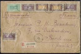 Dahomey - Affranchissement à 75 C Sur Enveloppe Recommandée De Cotonou Du 16 Décembre 1923 Pour Bordeaux (Fr). - Lettres & Documents