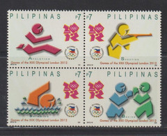 Philippines 2012 30th London Olympics, Shooting, Boxing Etc MNH - Waffenschiessen