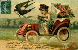 Ange * Angelot Conduisant Une Voiture * Cpa Illustrateur * Angel * Bon Baisers - Angels