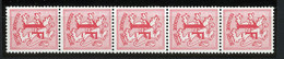 België R8 - Cijfer Op Heraldieke Leeuw - 1F - Strook Van 5 Met Nummer - Bande De 5 Avec Numéro - SUP - Coil Stamps