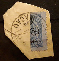 MACAO MACAU, Portugal 1910, Yvert 117, 6 A Sur 200 A Bleu Moitie De Timbre Coupe En 2 Verticalement  Sur Fragment,  TB - Cartas & Documentos