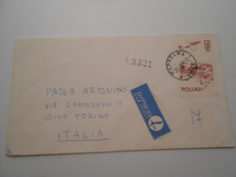 Pologne Poste Aerienne , Lettre De Warsawa 1986 Pour Torino - Avions