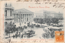 Recuerdo De Buenos Aires - Plaza De Mayo Con Catedral Y Banco De La Nacion - Dos Non Divisé - 1901 - Argentine