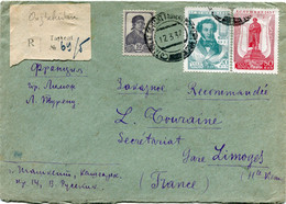 RUSSIE LETTRE RECOMMANDEE DEPART TASKENT 12-3-37 POUR LA FRANCE - Cartas & Documentos