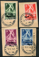 YUGOSLAVIA 1938 International Aviation Exhibition Used On Pieces With Special Postmark.  Michel 354-57 - Usados