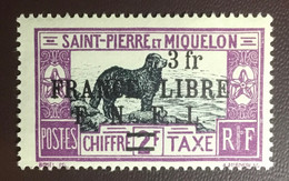 St Pierre Et Miquelon 1942 3f On 2f Taxe Dogs Y&T 56 MNH - Unused Stamps