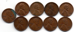 USA 1 Cent Divers Lot De 9 Monnaies - 1859-1909: Indian Head