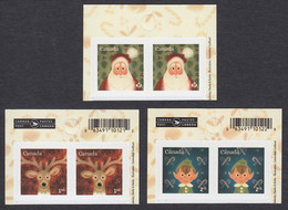 Qc. SANTA CLAUS, REINDEER, DEER, ELF - CHRISTMAS PORTRAITS = Set Of 3 Upper Pairs - 2 BARCODE & CP LOGO  MNH Canada 2021 - Nuovi