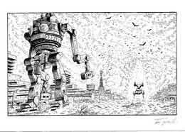 TANQUERELLE  -  Ex-libris "Le Dernier Atlas, Tome 2"  (signé) - Illustrateurs S - V