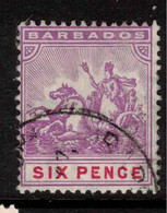 BARBADOS 1905 6d Mauve And Carmine Britannia SG 141 U #BUE37 - Barbados (...-1966)