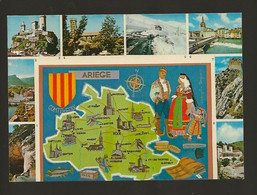 Carte Géographique Département 09 Ariège < Editeurs Ou Editions Théojac < 8 Vues + Blason Illustrateur à Identifier - Landkarten