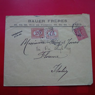 LETTRE PARIS BAUER FRERES POUR FLORENCE ITALIE - Covers & Documents