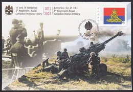 Qc. ARTILLERY - ROYAL REGIMENT - Military - COMMEMORATIVE ENVELOPE / COVER / FDC Canada 2021 - Gedenkausgaben