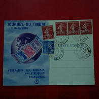 LETTRE CARTE JOURNEE DU TIMBRE 5 MARS 1939 MULHOUSE - Lettres & Documents