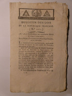 BULLETIN DES LOIS De 1795 - LOI RELATIVE AUX CONTRIBUTION DIRECTES DE 1794 - AN III - Decreti & Leggi