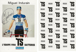 CARTE CYCLISME MIGUEL INDURAIN TEAM TS REYNOLDS 1986 - Radsport