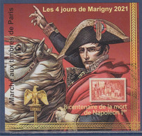 Les 4 Jours De Marigny 2021 Bloc Neuf Gommé Bicentenaire De La Mort De Napoléon, Non Dentelé N°0506 Au Verso - Carré Marigny