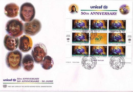 UNO NEW YORK MI-NR. 720-721 FDC KB KINDERHILSWERK UNICEF - MÄRCHEN Und LEGENDEN - Blocs-feuillets