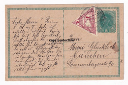Ganzsache Österreich, 8 Heller Kaiser Karl, Mit 2 Heller Eilmarke, Dreieckig, Von 1918 - Briefe U. Dokumente
