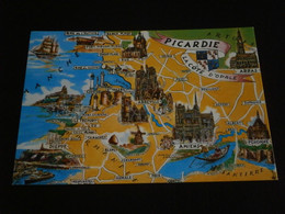 PICARDIE - COTE D'OPALE- CARTE GEOGRAPHIQUE REGION PICARDIE QUI N'EXISTE PLUS (puisqu'intégrée Aux Hauts De France) CPSM - Picardie