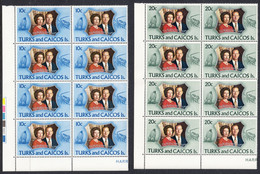 Turks And Caicos 1972 25th Silver Wedding Anniv., Mint No Hinge, Blocks Of 8, Sc# ,SG - Turks & Caicos