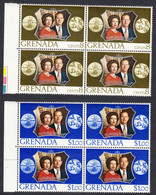 Grenada 1972 25th Silver Wedding Anniv., Mint No Hinge, Blocks Of 4, Sc# ,SG - Granada (...-1974)