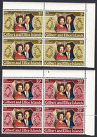 Gilbert And Ellice Islands 1972 25th Silver Wedding Anniv., Mint No Hinge, Blocks Of 4, Sc# ,SG - Îles Gilbert Et Ellice (...-1979)