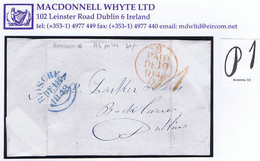 Ireland Tipperary 1848 Uniform Penny Post Distinctive Script "P1" Handstamp Of Roscrea RL Type E On Front Only To Dublin - Prefilatelia
