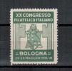 ERINNOFILO BOLOGNA 1933 XX CONGRESSO FILATELICO ITALIANO - Cinderellas
