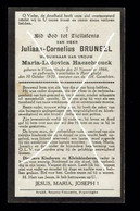 Gedachtenis Bruneel Juliaan Cornelius 1866 - 1930 Vlamertinge - Reningelst Wdr Maria Ludovica Haezebrouck - Devotion Images