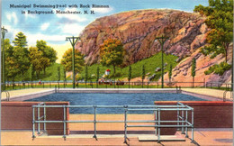 New Hampshire Municipal Swimming Pool With Rock Rimmon In Background - Manchester