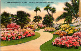 Florida Daytona Beach Flower Bordered Path In River Front Park - Daytona