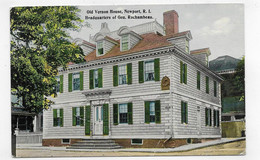 (RECTO / VERSO) NEWPORT R.I - OLD VERNON HOUSE - HEADQUARTERS OF GEN. ROCHAMBEAU - LEGERS PLIS - CPA COULEUR - Newport