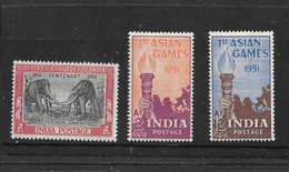 INDIA 1951 GEOLOGICAL SURVEY AND ASIAN GAMES SETS SG 334/336 MOUNTED MINT Cat £25 - Unused Stamps