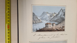Album Svizzera Suisse Schweiz Alpi 1862 (autografo) Aosta Chamonix Righi Monte Bianco Interlaken Grindelwald Montavert - Estampes & Gravures