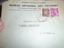 1942 -CORREZE ( TULLE )LETTRE Avec  PETAIN N°512 + MERCURE N° 416   Pour CORREZE (POMPADOUR)  3  Photos - Storia Postale