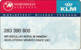 Nederland - USA Membercard   Airline  Flugzeug  KLM - Northwest Airlines - Books & CDs