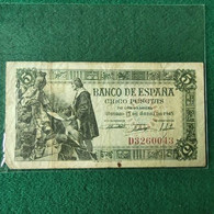 SPAGNA 5 PESETAS 1945 - Other & Unclassified