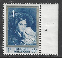 Belgique - 1961 - COB 1199  ** (MNH) - Numéro De Planche 3 - 2ème Choix (Ombres De Classeur Sur La Gomme) - 1961-1970