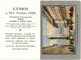 Calendrier - Petit Format : 1947 : Publicité : L'UNION : Compagnie D'Assurances Incendie - Accidents : Place Vendôme - Grand Format : 1961-70