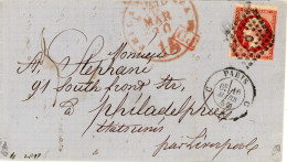 16 Mars 1859 N°17A Losange C Seul Sur Lettre De Paris Vers Philadelphie United States,signé Expert Calves - 1849-1876: Classic Period