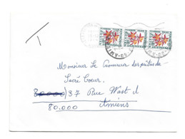 ( 4577) 16 Decembre 1974 Bande De 3 Taxe Yvert 100 - 1960-.... Cartas & Documentos