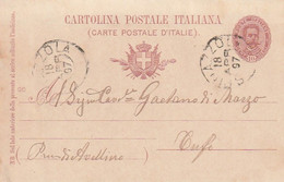 A87. Spinazzola. 1897. Annullo Grande Cerchio SPINAZZOLA Su Cartolina Postale - Marcophilia