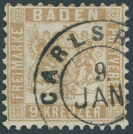 BADEN 20b O, 1864, 9 Kr. Gelbbraun, Pracht, Mi. 100.- - Baden