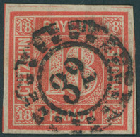 BAYERN 13a O, 1862, 18 Kr. Zinnoberrot, Zentrischer Offener MR-Stempel 32, Pracht, Gepr. Sem - Bavaria